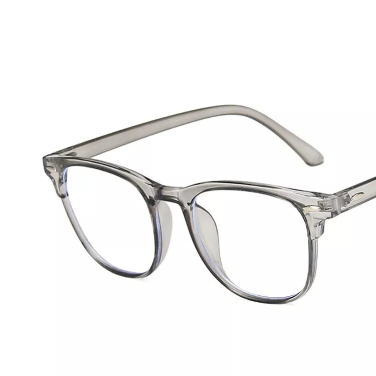 Retro Rivet Anti-blue Light Glasses in bright black, transparent green, gray, pink, and clear frames