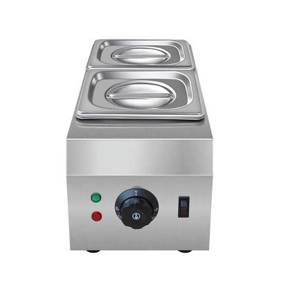 Commercial electric double pot chocolate melting machine with digital temperature control on countertop.