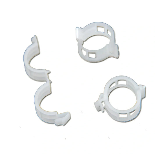 Plastic tomato plant grafting clips showing 3-4cm diameter and smooth surface texture