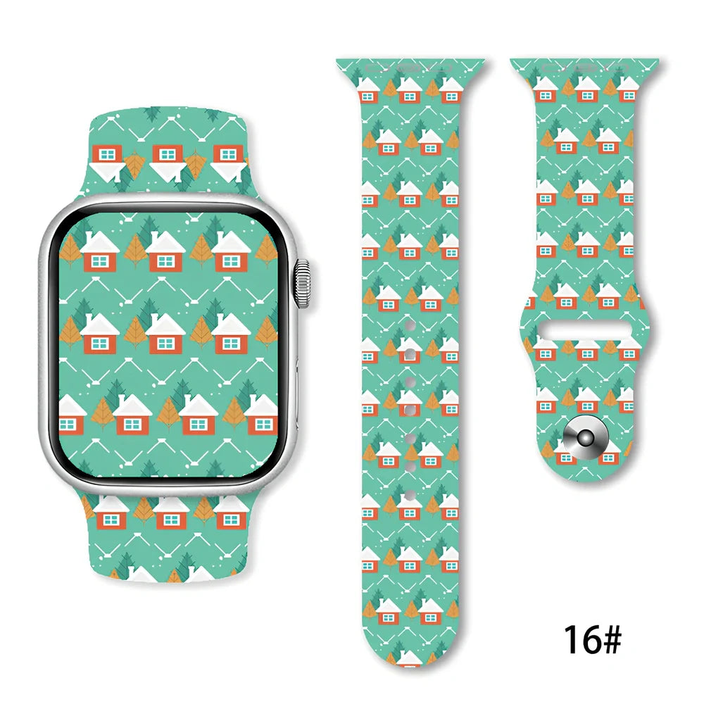 Christmas silicone watch strap in solid colours fitting 38-49mm watches with 30 colour options