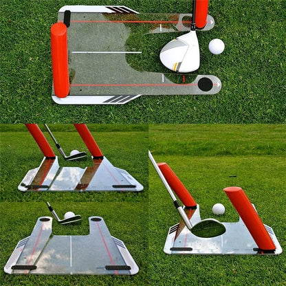 Red plastic putting practice mirror for golf training