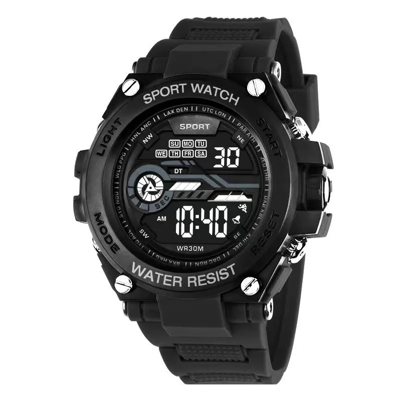 Electronic digital watch for teenagers in one of ten colour options, showing digital display.