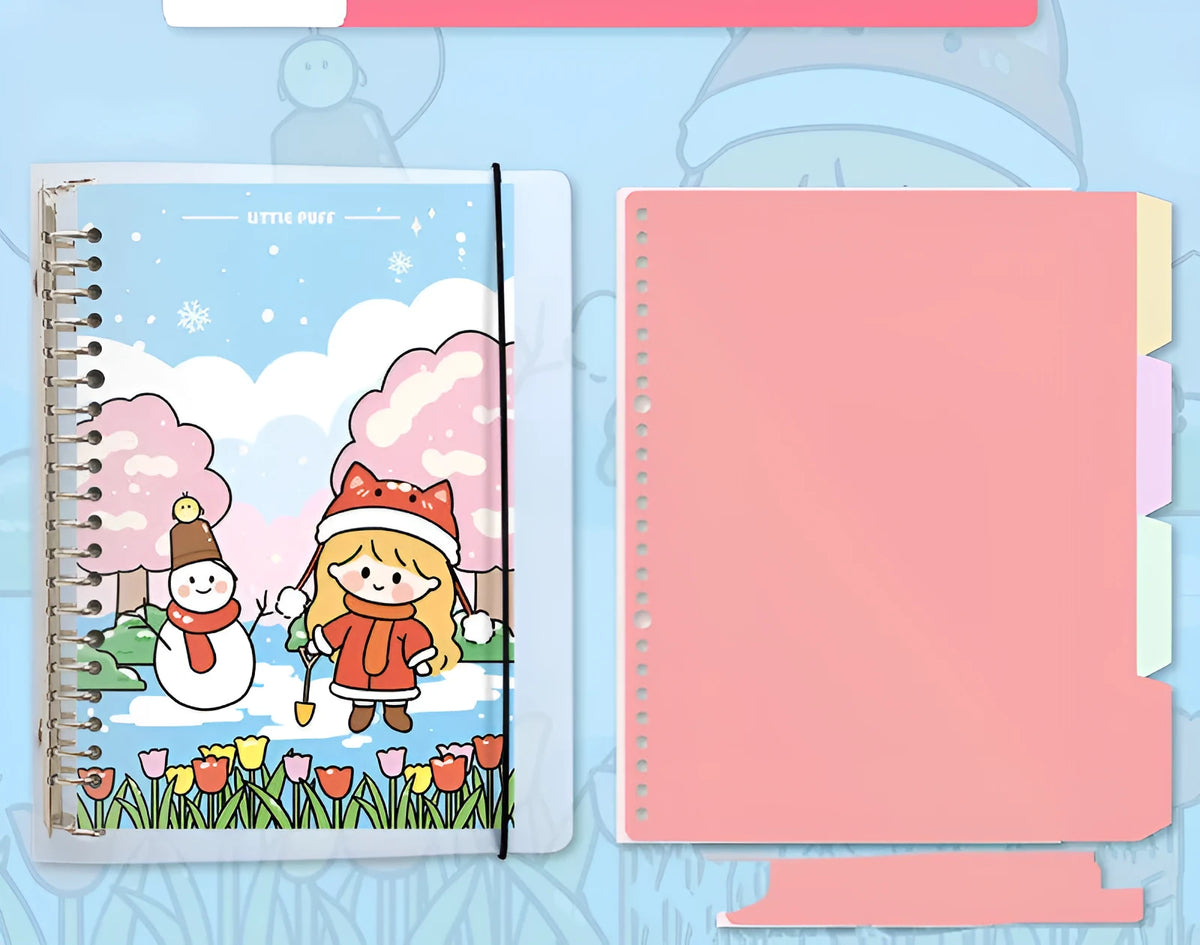 Refillable notebook with detachable decorative cover and replaceable paper core in B5 size