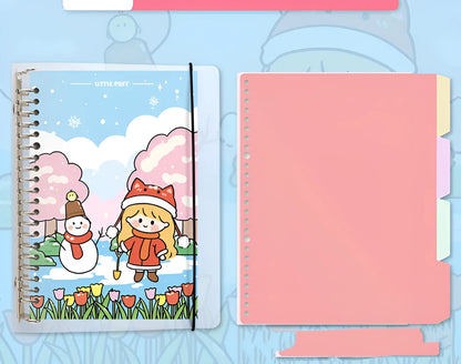 Refillable notebook with detachable decorative cover and replaceable paper core in B5 size