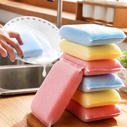 Thickened sponge dish brush with polypropylene filaments for kitchen cleaning