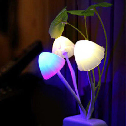 Color LED Mushroom Light with sensor in pink, yellow, and purple
