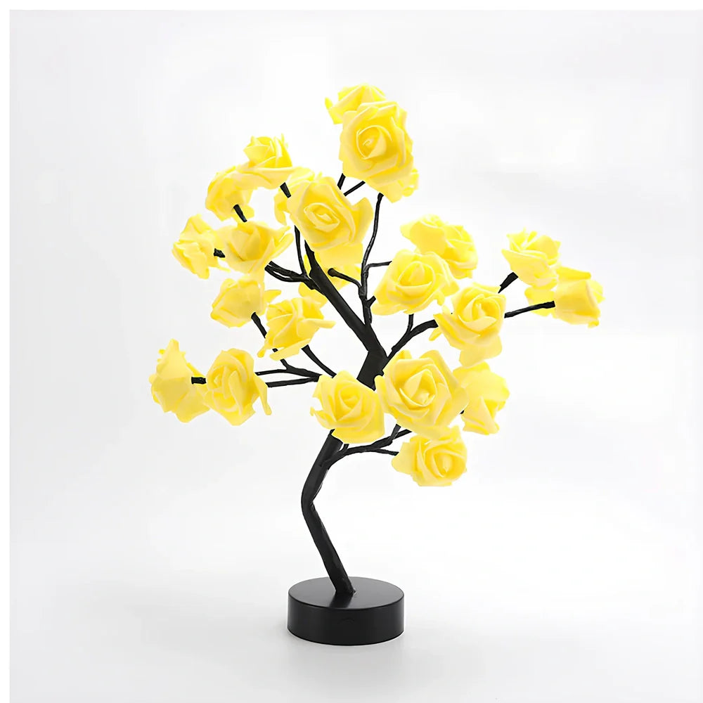LED rose table lamp with flower design measuring 450mm height with USB power connection