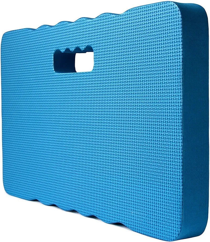 A plastic garden kneeler pad hassock in one of five colours: black, blue, grey, rose red, or yellow.