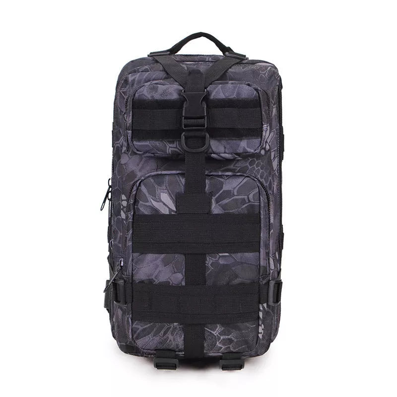 Camouflage outdoor backpack with durable 600D encrypted Oxford cloth, spacious for computers and clothes
