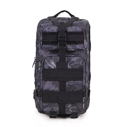 Camouflage outdoor backpack with durable 600D encrypted Oxford cloth, spacious for computers and clothes