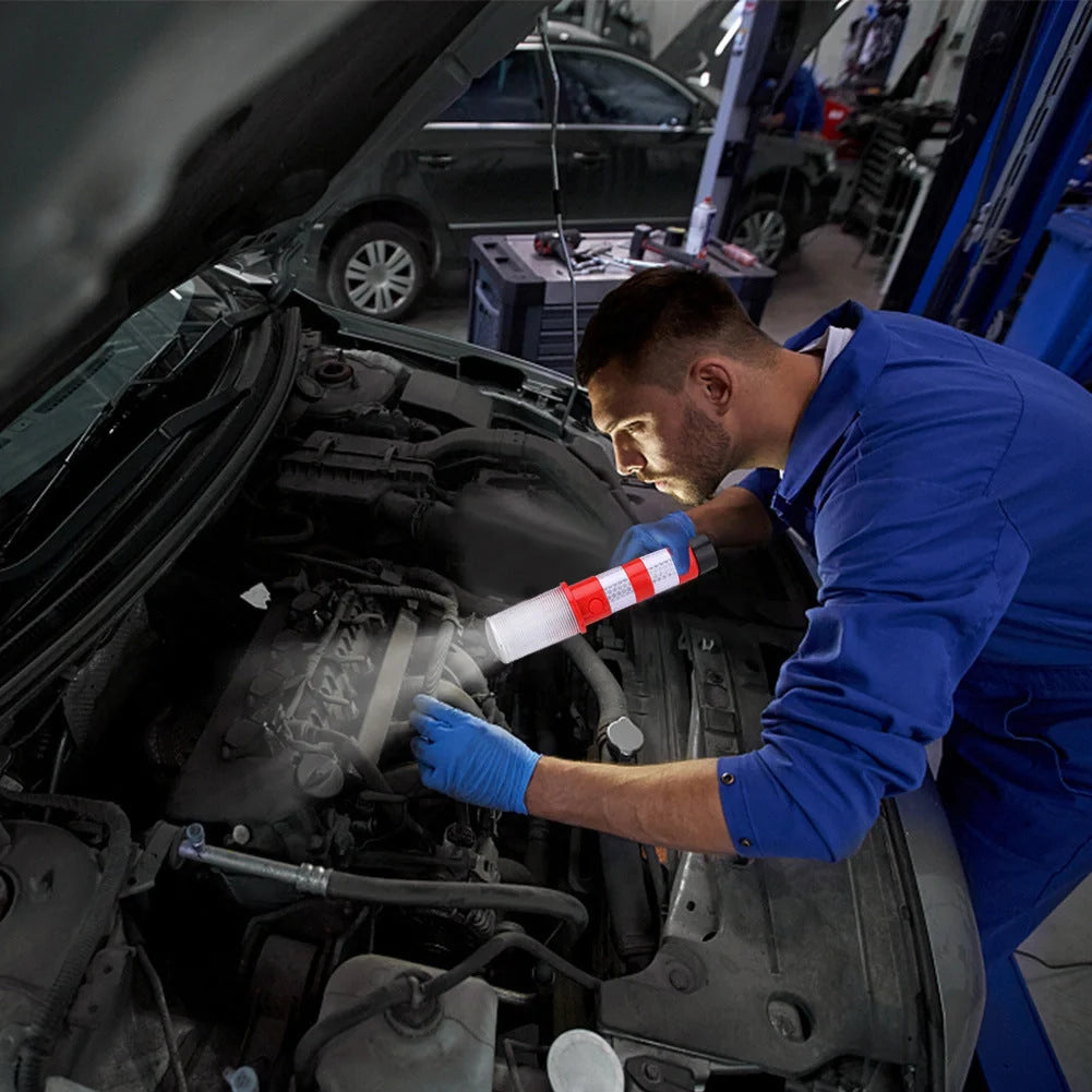 LED Magnetic Flashlight with detachable stand for emergency roadside safety