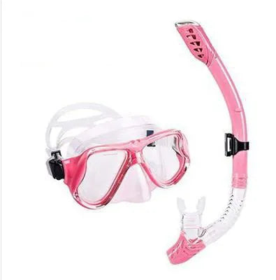 Black diving goggles with transparent anti-fog lens, adjustable silicone strap, and PC frame showing replaceable lens system
