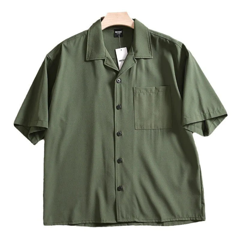 Men's lightweight pure cotton short sleeve shirt in loose Japanese style