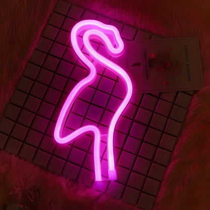 Pink LED flamingo light with 30cm height and battery operation for wall or surface decoration