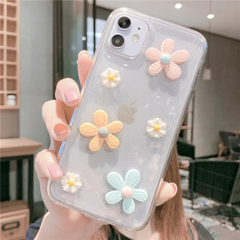 iPhone soft rubber protective case with floral pattern showing New Year's flowers design