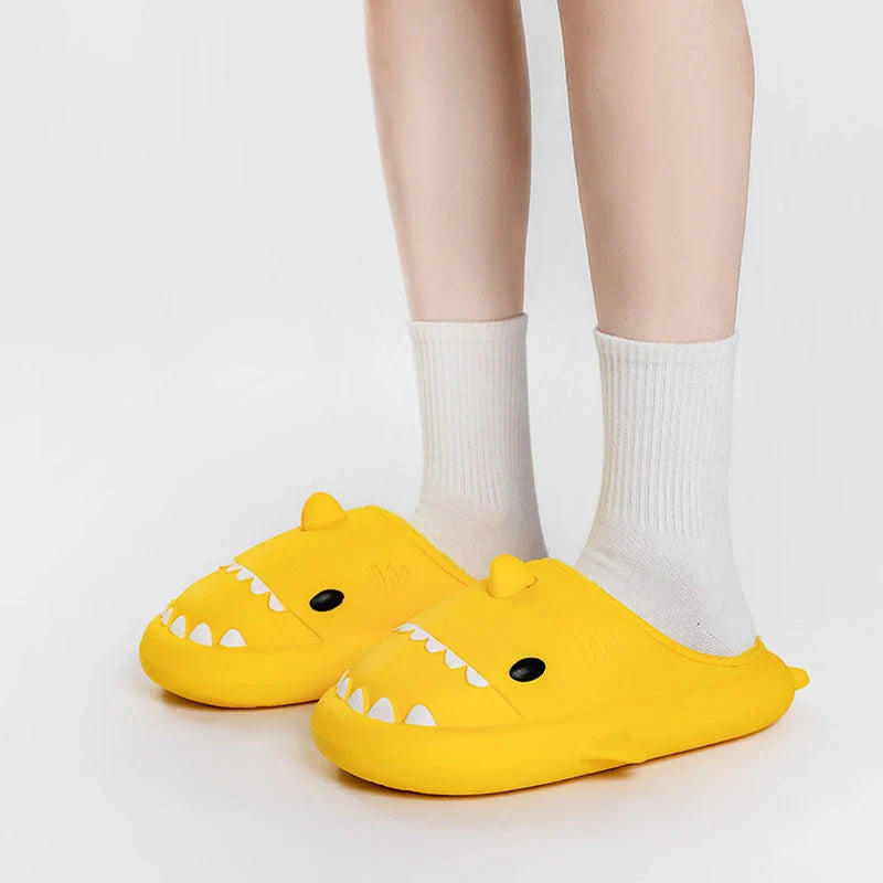 Cartoon Shark EVA Home Slippers in various colors with waterproof soft bottom