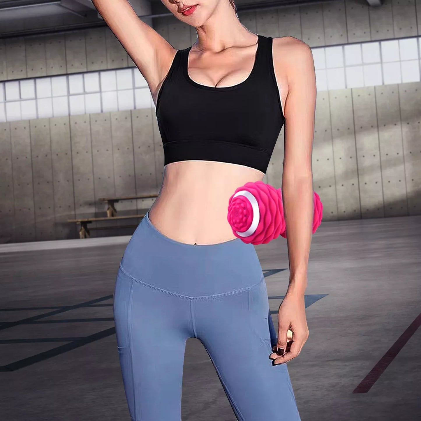 Electric peanut fascia massage ball in black, sky blue, or rose red for deep tissue relief