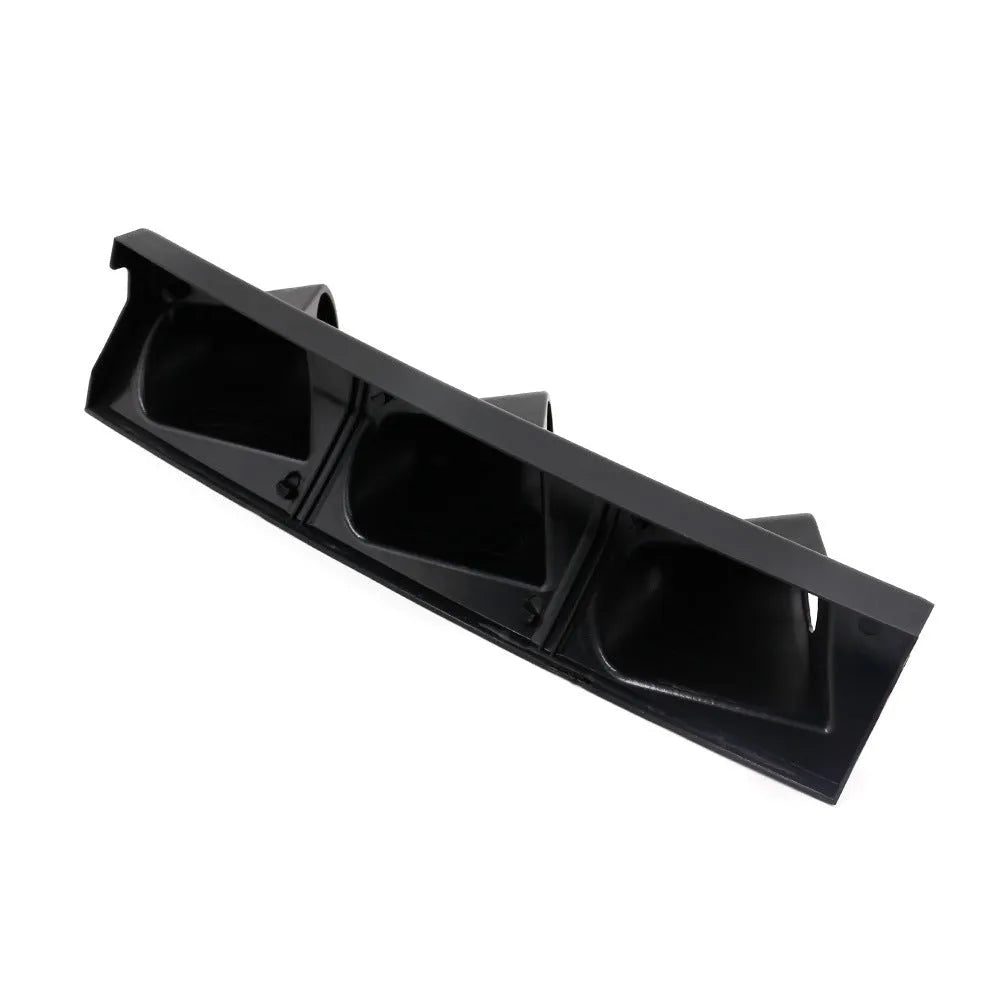 Black car instrument frame with three holes for 52mm gauge mounting in right-drive configuration