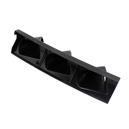 Black car instrument frame with three holes for 52mm gauge mounting in right-drive configuration