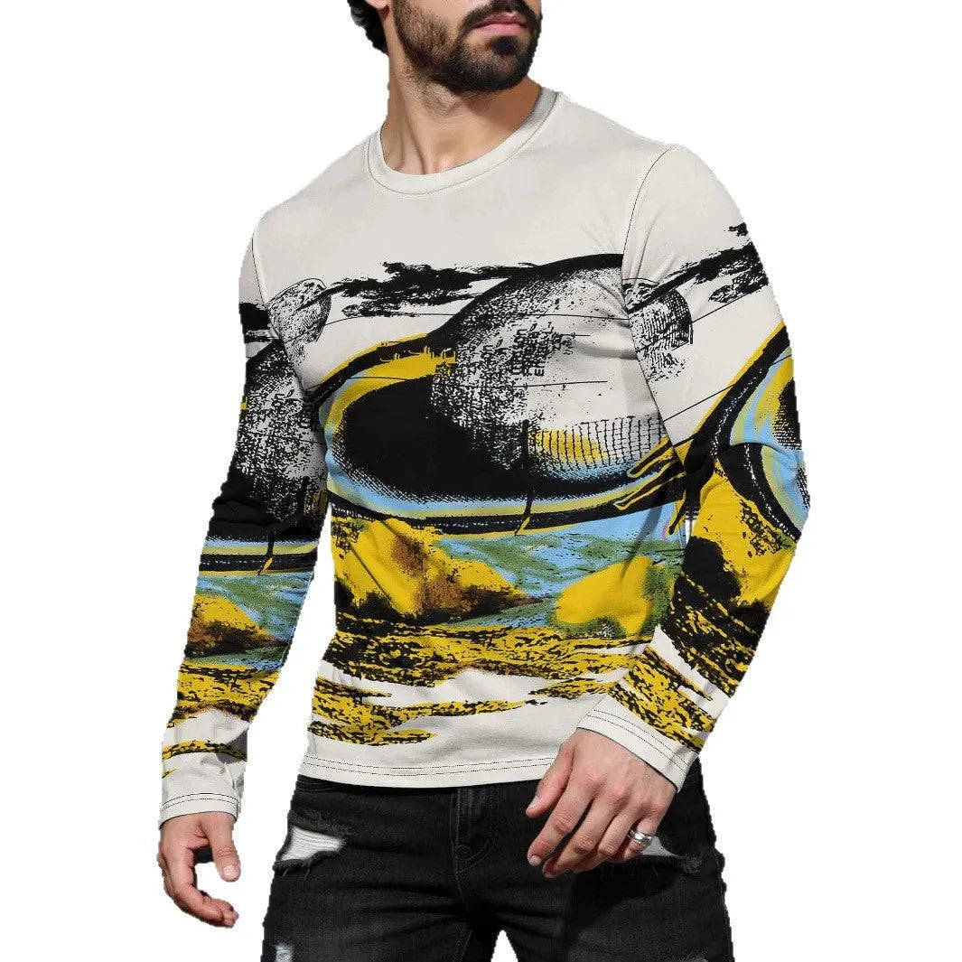 Men's long sleeve milk silk pullover in round neck style showing multiple colour options