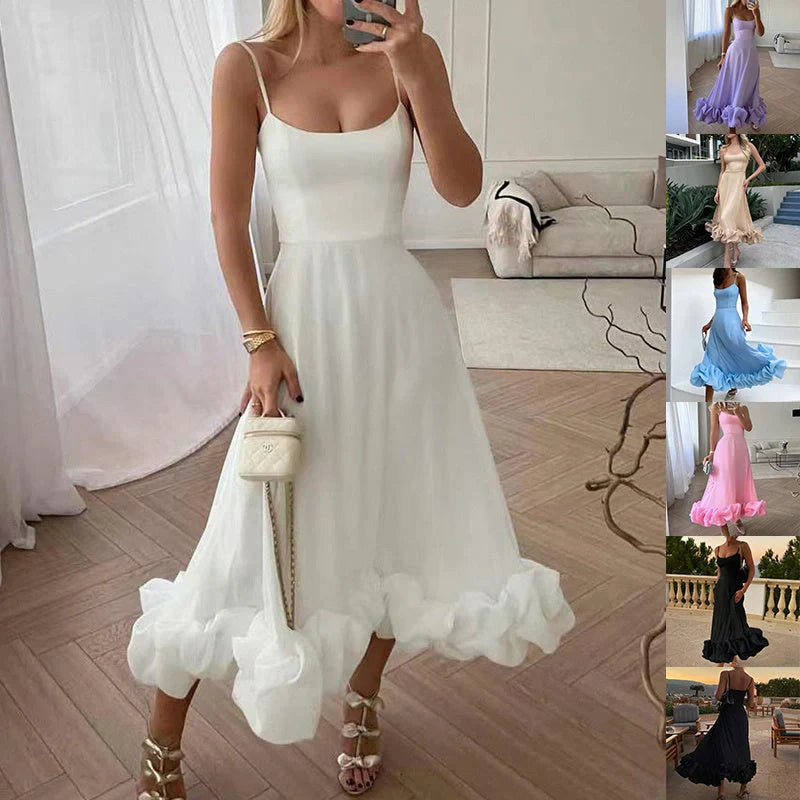 Elegant Floral A-Line Skirt with Suspenders for Women in various colors