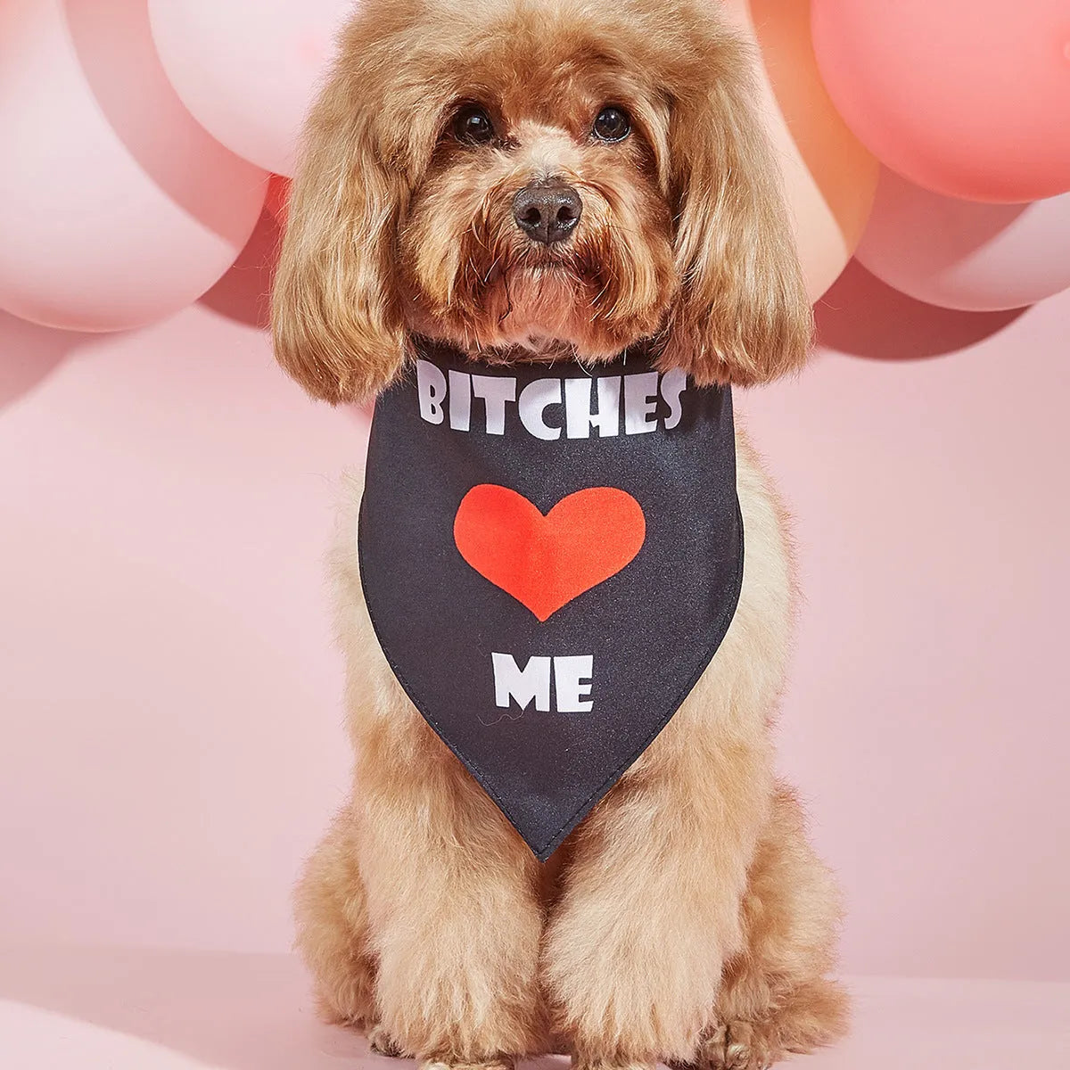 Pet dog letters pattern scarf and saliva towel in black pink red or multicolour, sizes S M L, polyester fabric