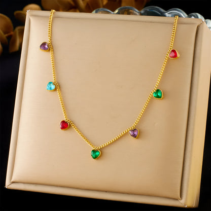 Gold-plated stainless steel necklace with heart pendant on adjustable 41-50 cm chain