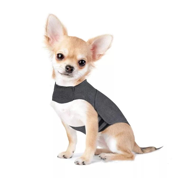 Heather gray dog anxiety jacket warm vest for small to extra-large dogs
