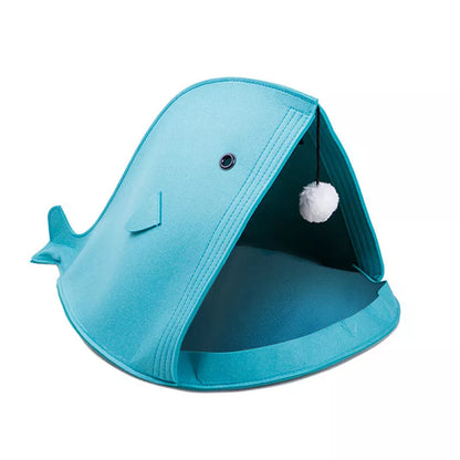 Foldable Felt Pet Nest in grey and blue, eco-friendly and washable pet bed