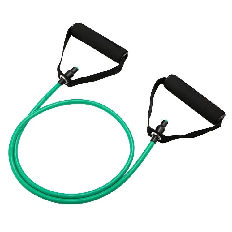Adjustable chest expander with colour-coded TPE tension rope showing 10LB to 30LB resistance options