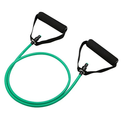 Adjustable chest expander with colour-coded TPE tension rope showing 10LB to 30LB resistance options
