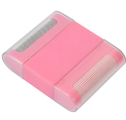 Portable manual fabric cleaning brush with removable catching net, 6.4 cm wide plastic construction