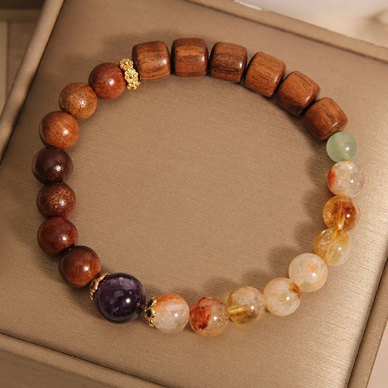 Women's yellow tower crystal and ebony amethyst bracelet with pearl rhinestone sequin accents