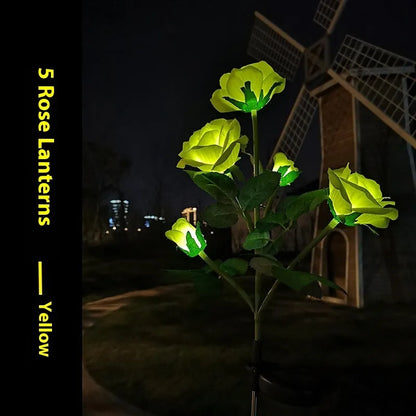 Colour-changing solar-powered flower-shaped lawn lamp for outdoor garden lighting