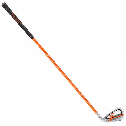 Golf Iron Swing Trainer in orange, black, and blue for swing practice