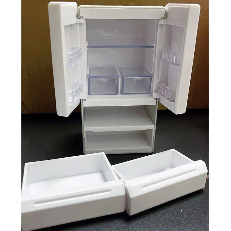 White plastic miniature candy toy model with light-up feature, dimensions 11.4cm height, 5.8cm length, 5cm width