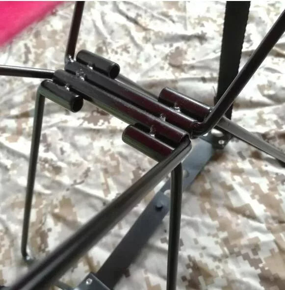 Compact Portable Pocket Chair with metal frame and fabric cushion