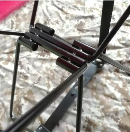 Compact Portable Pocket Chair with metal frame and fabric cushion