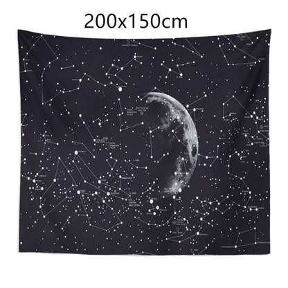 Constellation tapestry with moon and stars design for wall or bed decoration