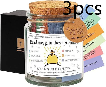 Bible Verses In A Jar glass container with 90 inspirational verses