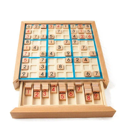 Children's beech wood Sudoku Chess folding game table with color options