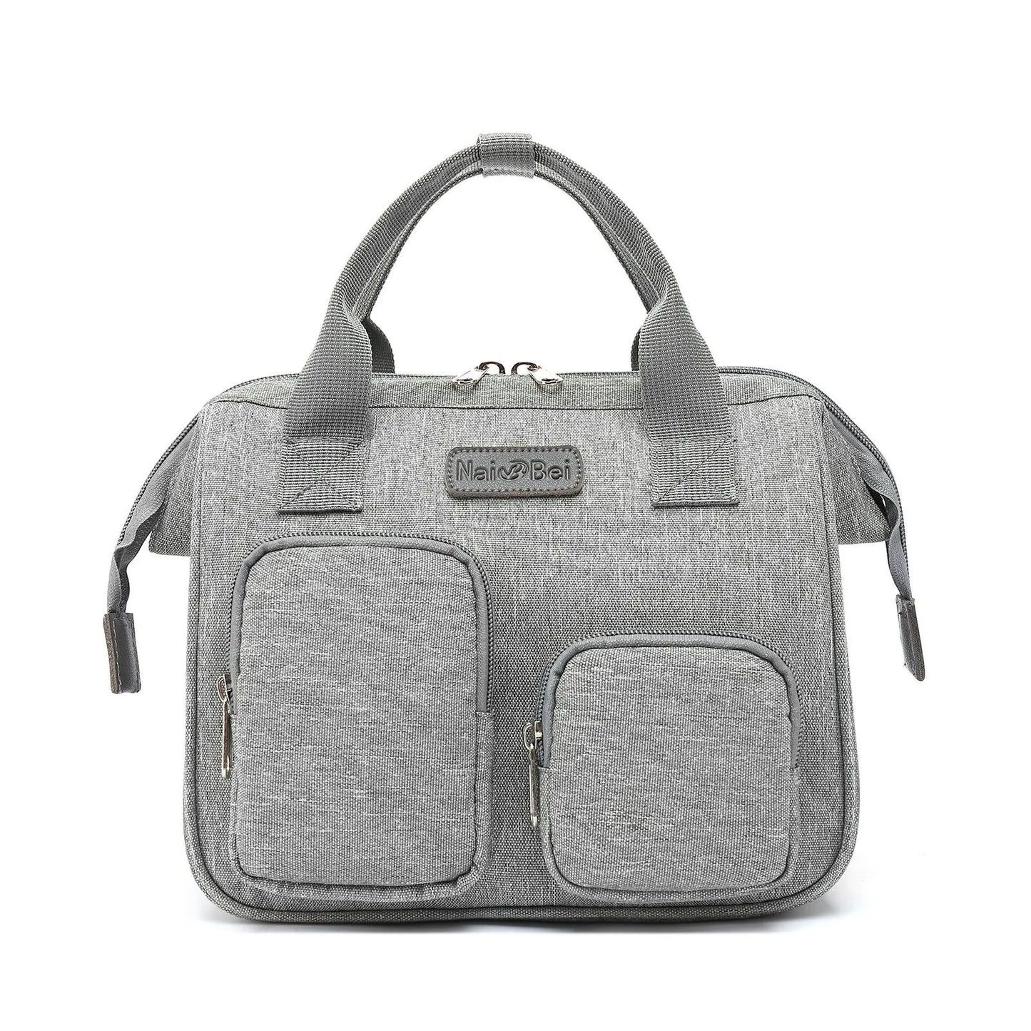 Waterproof Oxford cloth women's handbag with shoulder strap showing pink grey colour option
