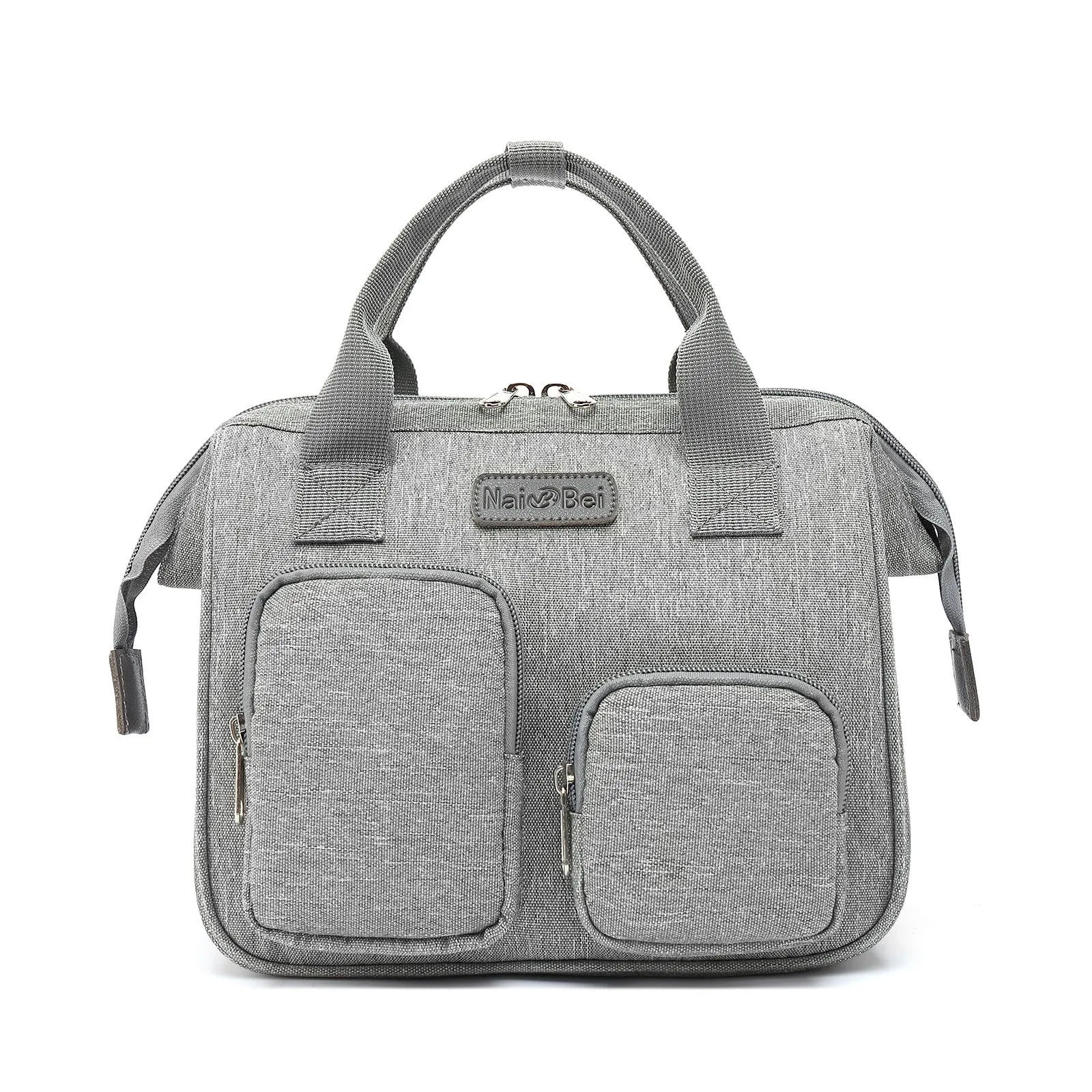 Waterproof Oxford cloth women's handbag with shoulder strap showing pink grey colour option