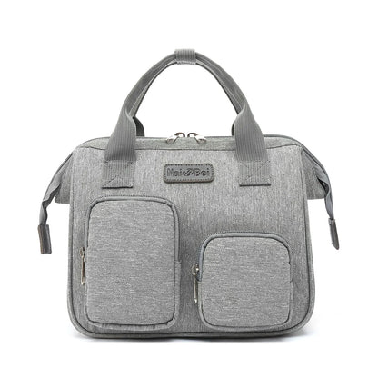 Waterproof Oxford cloth women's handbag with shoulder strap showing pink grey colour option