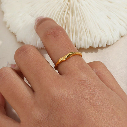 Elegant gold stainless steel bamboo ring with adjustable opening