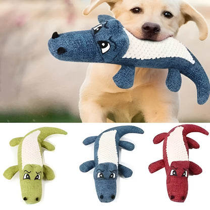 Blue, green, and red corn grid plush pet toy with squeaker for cats and dogs.