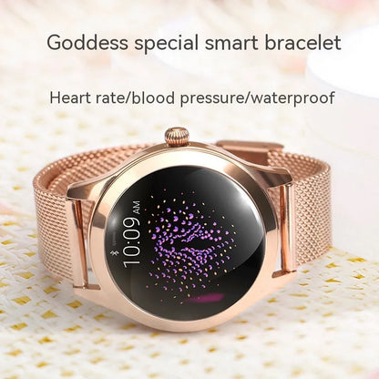 Women's multi-colour sports smartwatch showing fitness tracking on screen.