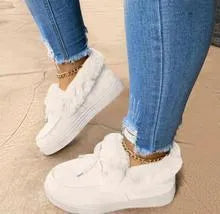 Women's cotton shoes with round toe, non-slip rubber sole, and velvet lining in multiple colours