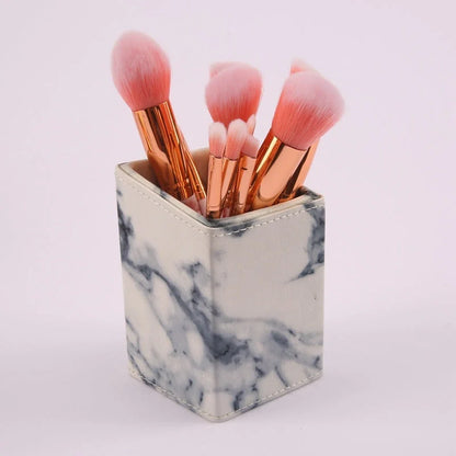 10-piece marble makeup brush set with 5 large and 5 small brushes for flawless application