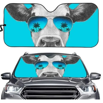 Telescopic aluminium foil car sun visor extended on a car windscreen